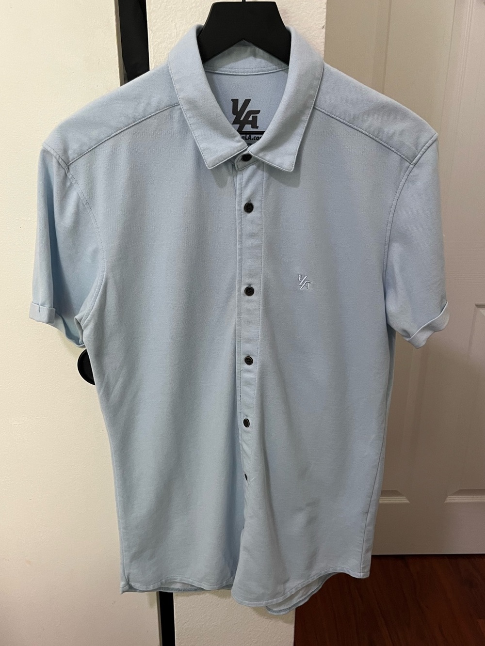 YoungLA Light Blue Short-Sleeve Button Polo Shirt